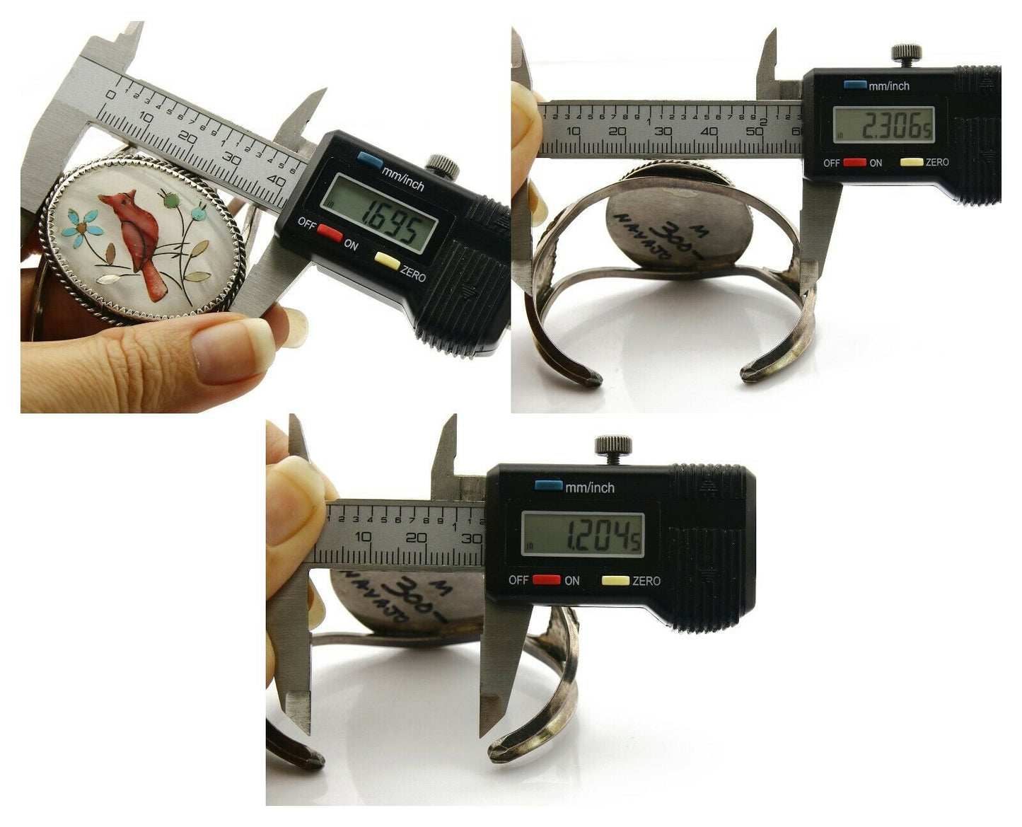 Navajo Natural Gemstone Bracelet 925 Silver Artist Native American Inlaid C.1975