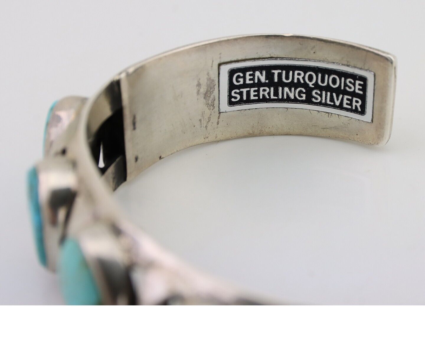 Navajo Cuff Bracelet 925 Silver Natural Blue Turquoise Signed M Montoya C.80's