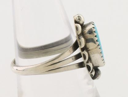 Navajo Ring 925 Silver Sleeping Beauty Turquoise Artist Signed SC C.80's