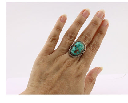 Navajo Ring .925 Silver Blue Turquoise Artist Signed Doug Zachary C.80's