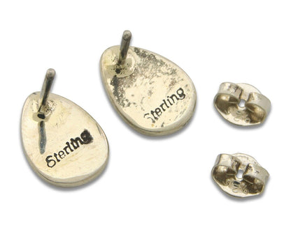 Navajo Earrings 925 Silver Pink Mussel Native American Artist C.80's