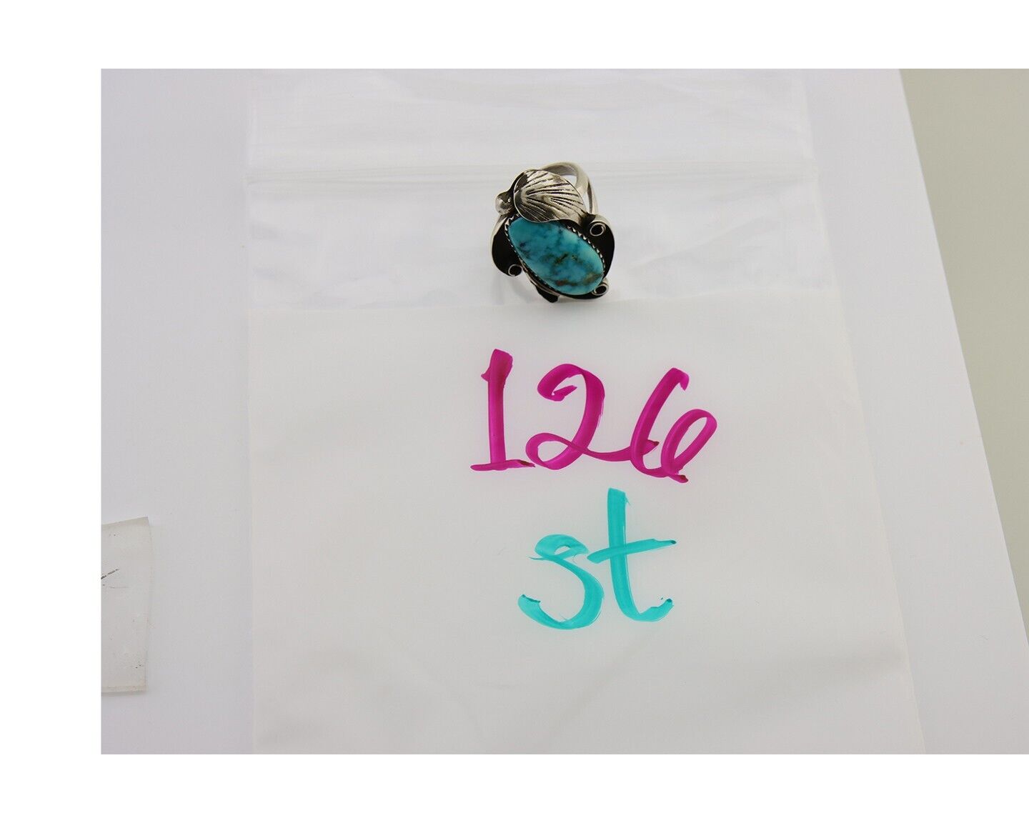 Navajo Ring 925 Sterling Silver Natural Turquoise Native American Artist C.80's