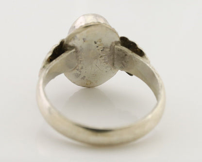 Navajo Handmade Ring 925 Silver Natural Fire Opal Native Artist Size 5.0 C.80's