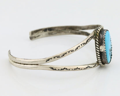 Navajo Bracelet 925 Silver Sleeping Beauty Turquoise Native American C.80's