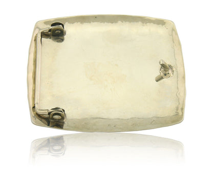 Navajo Belt Buckle .999 Nickel Agate Native Artist Handmade 2.5 x 3.0 in C.80s