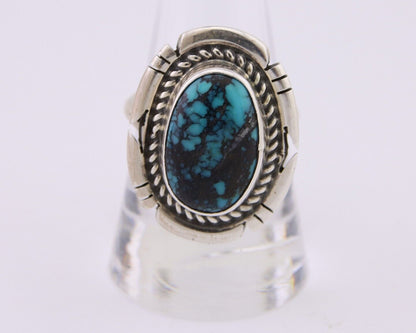 Navajo Ring 925 Silver Spiderweb Turquoise Signed Jon McCray C.80's