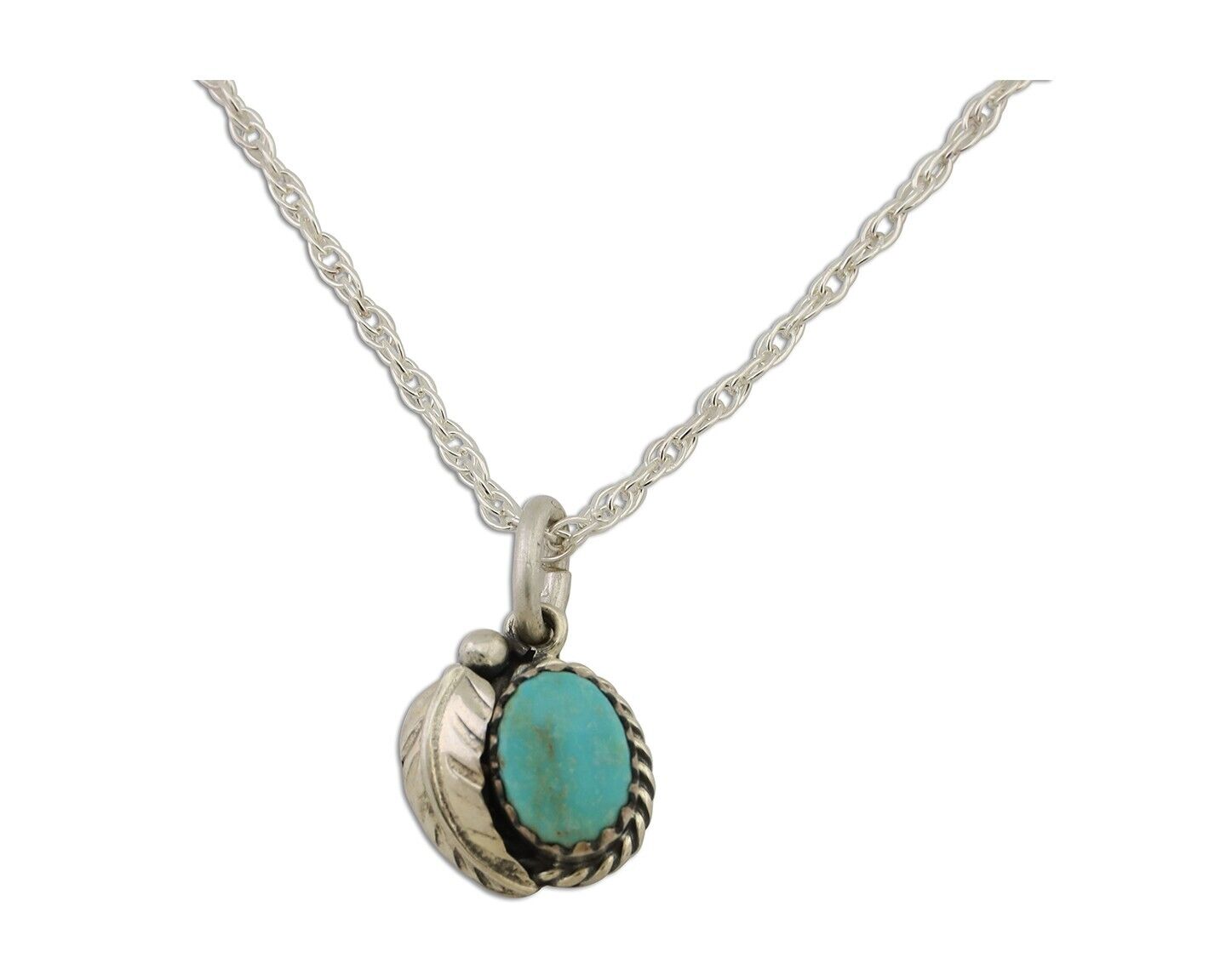 Navajo Pendant 925 Silver Natural Blue Turquoise Artist Native American C.80's
