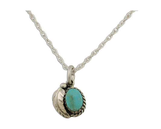 Navajo Pendant 925 Silver Natural Blue Turquoise Artist Native American C.80's