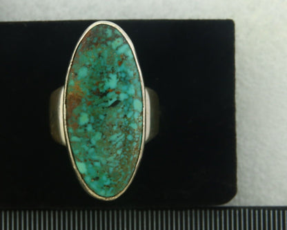 Navajo Men Ring 925 Sterling Natural Blue Turquoise Signed M Montoya C.80's
