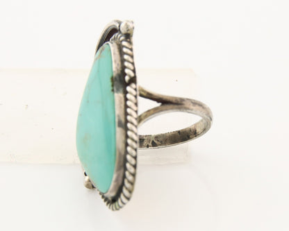 Navajo Ring 925 Sterling Natural Mined Turquoise Handmade C.80's Size 6.5