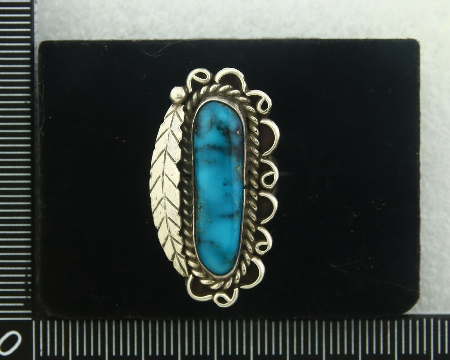 Navajo Ring 925 Sterling Blue Turquoise Artist Signed Richard Yazza C.80's