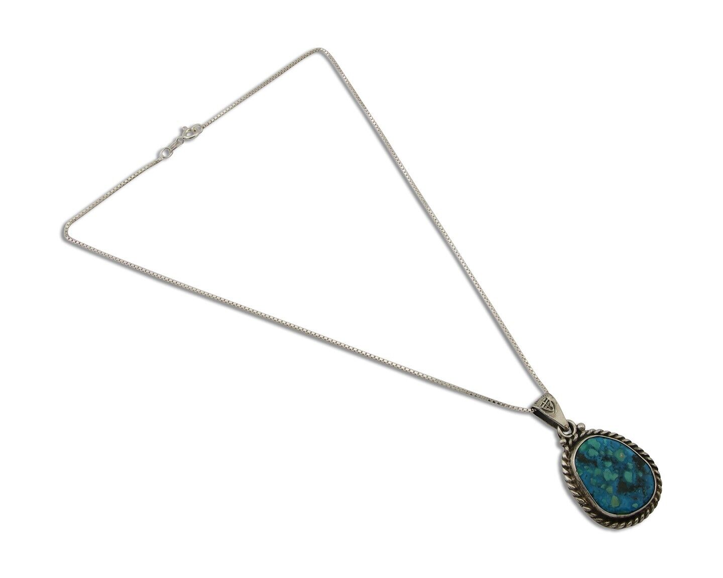 Navajo Necklace 925 Silver Natural Blue Turquoise Artist Signed M Montoya C.80's