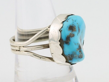 Navajo Ring 925 Silver Natural Blue Turquoise Signed Tony Guerro C.80's