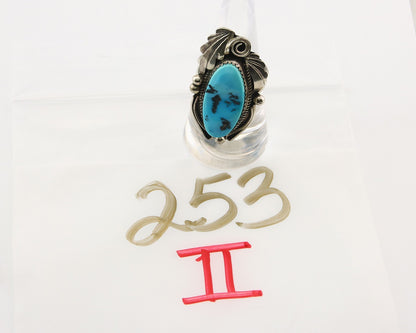Navajo Ring 925 Sterling Turquoise Artist Justin Morris C.80's Size 8.0