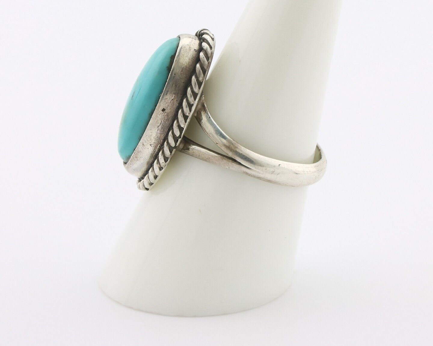Navajo Ring .925 Silver Natural Kingman Turquoise Native American Artist C.80's