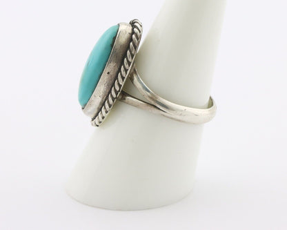 Navajo Ring .925 Silver Natural Kingman Turquoise Native American Artist C.80's