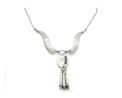 Navajo Necklace 925 Sterling Silver Natural Turquoise Vintage Signed H Spencer