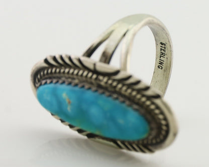 Navajo Ring 925 Silver Kingman Turquoise Native American Artist C.80's