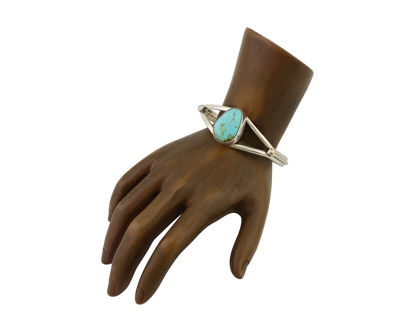 Navajo Cuff Bracelet 925 Silver Natural Blue Turquoise Artist Signed Gecko C.80s