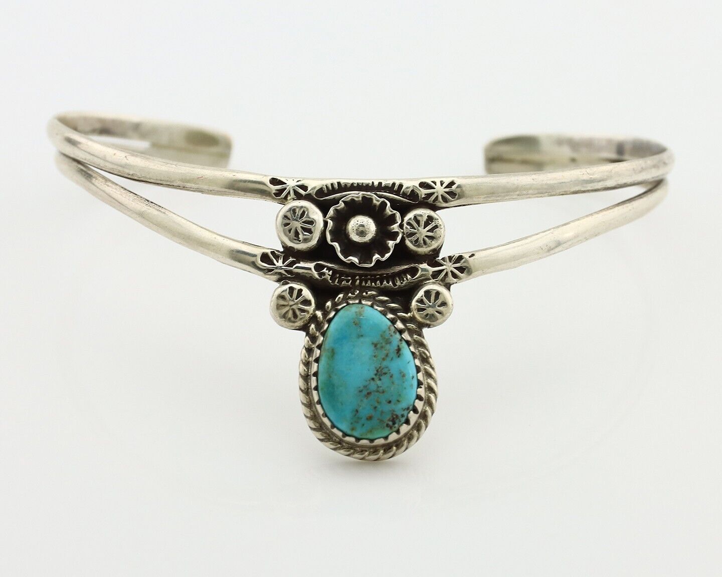 Navajo Bracelet 925 Silver Kingman Turquoise Artist Native American C.80's