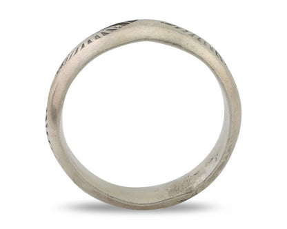 Navajo Hand Stamped Band 925 Silver 6.0 mm Signed Larry Chavez Size 7.75 C.80's