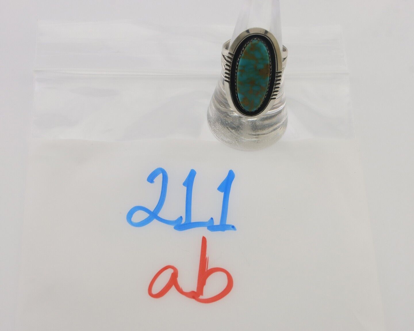 Navajo Ring 925 Silver Blue Gem Turquoise Native American Artist C.80's