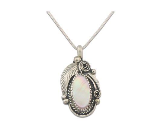 Navajo Sterling Silver Necklace Pink Muscle Authentic Vintage Sign Justin Morris