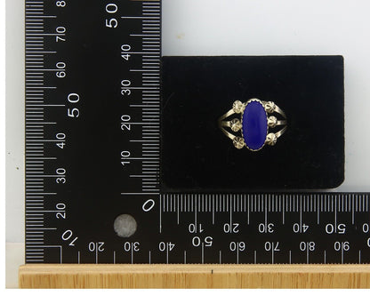 Navajo Ring 925 Sterling Natural Lapis Handmade Native Artist C.80's