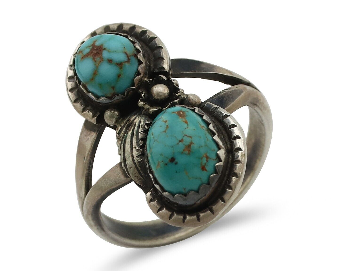 Navajo Ring 925 Silver Natural AAA Blue Spiderweb Turquoise Tom Willeto C.80's