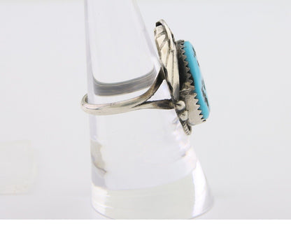 Navajo Ring 925 Silver Sleeping Beauty Turquoise Signed Justin Morris C.80's