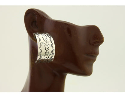 Navajo Earrings 925 Silver Half Hoop Handmade Native American Artist C.80's