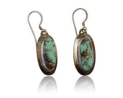 Navajo Shield Earrings 925 Silver Natural Blue Turquoise Signed Windmill C.80s