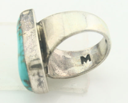 Navajo Ring 925 Sterling Turquoise Handmade Signed M Montoya C.80's Size 8.5