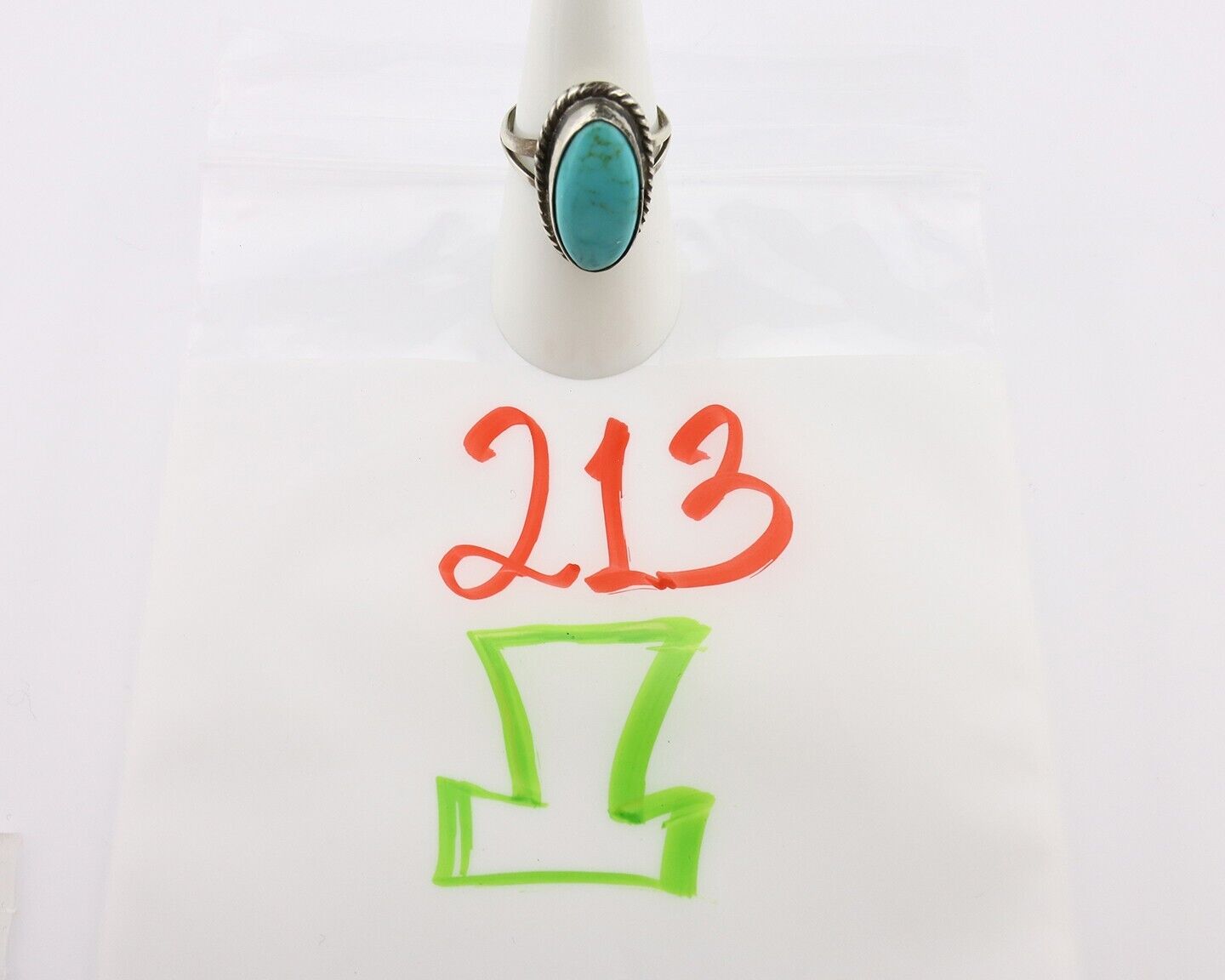 Navajo Ring 925 Silver Natural Kingman Turquoise Signed M Montoya C.80's
