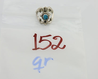 Navajo Sand Cast Ring 925 Silver Sleeping Beauty Turquoise Artist C.80's