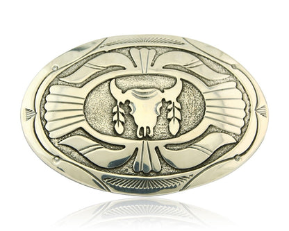 Navajo Belt Buckle 925 Sterling Silver Artist Signed Gene Gibson 2x3 in C.80's