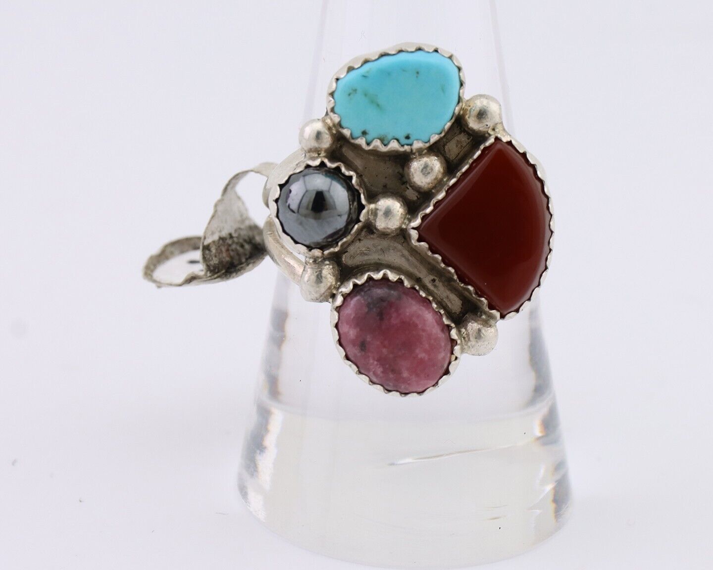 Navajo Ring 925 Silver Natural Gemstone Artist Dorothy Yazzie Size 9.0 C.80's