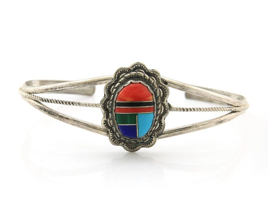 Navajo Cuff Bracelet Sterling Silver Handmade Vintage Gemstone