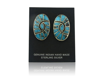Navajo Earrings Sterling Silver Turquoise Dangle Vintage Authentic