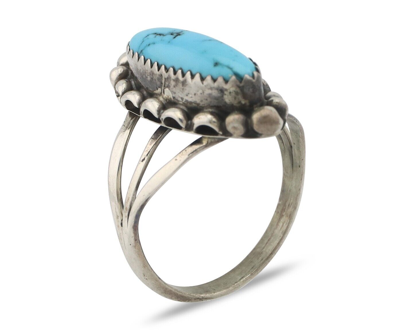 Navajo Ring .925 Silver Sleeping Beauty Turquoise Signed SkyStone Creations C80s