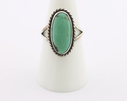 Navajo Ring 925 Silver Natural Kingman Turquoise Signed M Montoya C.80's