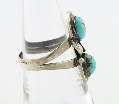 Navajo Ring 925 Silver Natural AAA Blue Turquoise Artist Signed Tom Willeto C80s