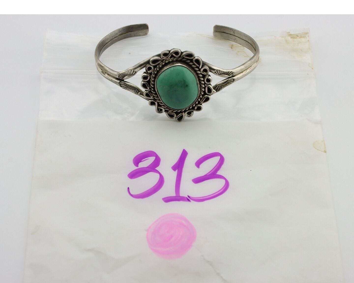 Navajo Bracelet 925 Silver Natural Turquoise Artist Signed L Platero C.80's