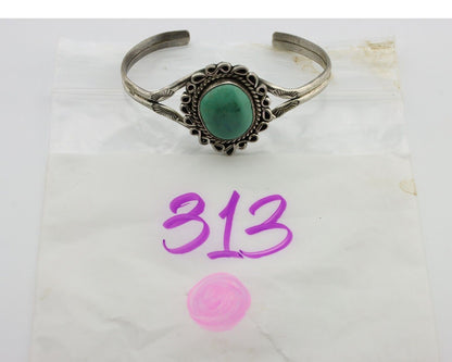 Navajo Bracelet 925 Silver Natural Turquoise Artist Signed L Platero C.80's