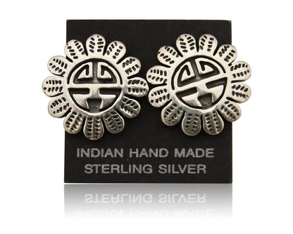 Navajo Tiwa Sun Earrings 925 Silver Native American Artist C.80's
