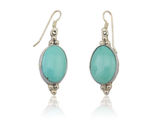 Navajo Dangle Earrings 925 Silver Natural Turquoise Native Inca Mfg C.80's