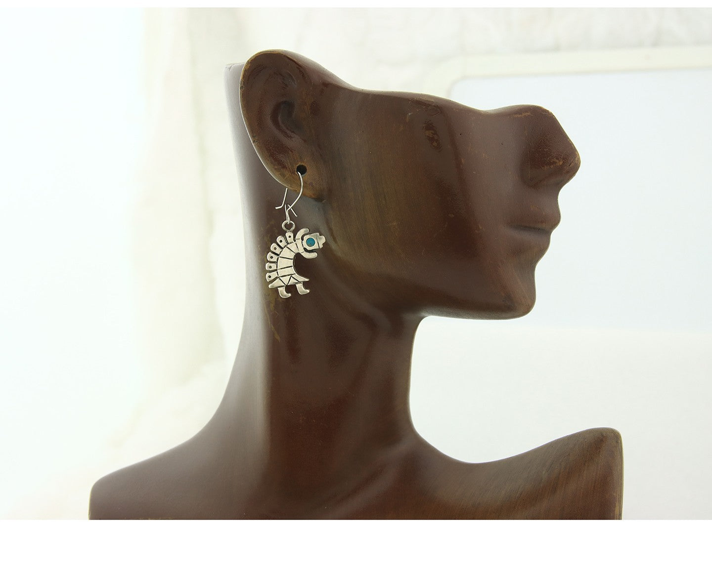 Navajo Dangle Earrings Sterling Silver Turquoise Vintage Handmade Dancer