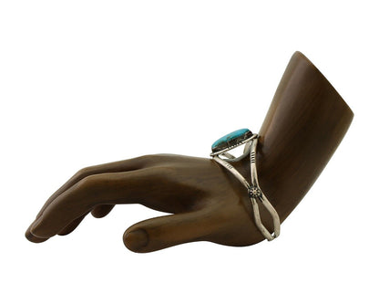 Navajo Bracelet 925 Silver Kingman Turquoise Artist Signed IJC C.80's