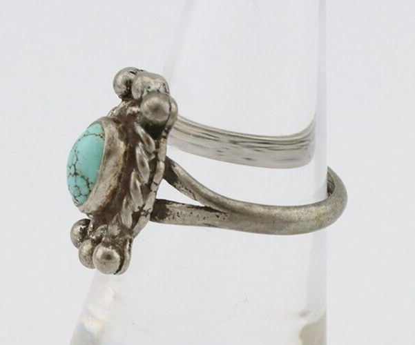 Navajo Ring 925 Silver Natural Blue Turquoise Native American Artist C.1980's