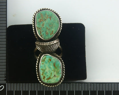Navajo Ring 925 Sterling Turquoise Handmade Native Artist C.80's Size 7.0